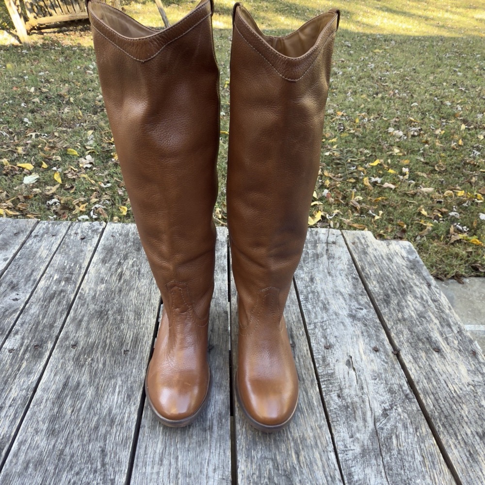FRANCO FORTINI Winchester Brown Leather Tall PullOn Wide Calf Boots Sz 6 Winter - Picture 7 of 10
